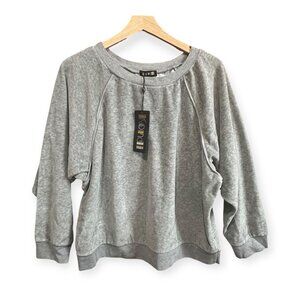 Suzie Kondi Raglan Top in Velour, Grey Marle,  Size XL, New with Tag